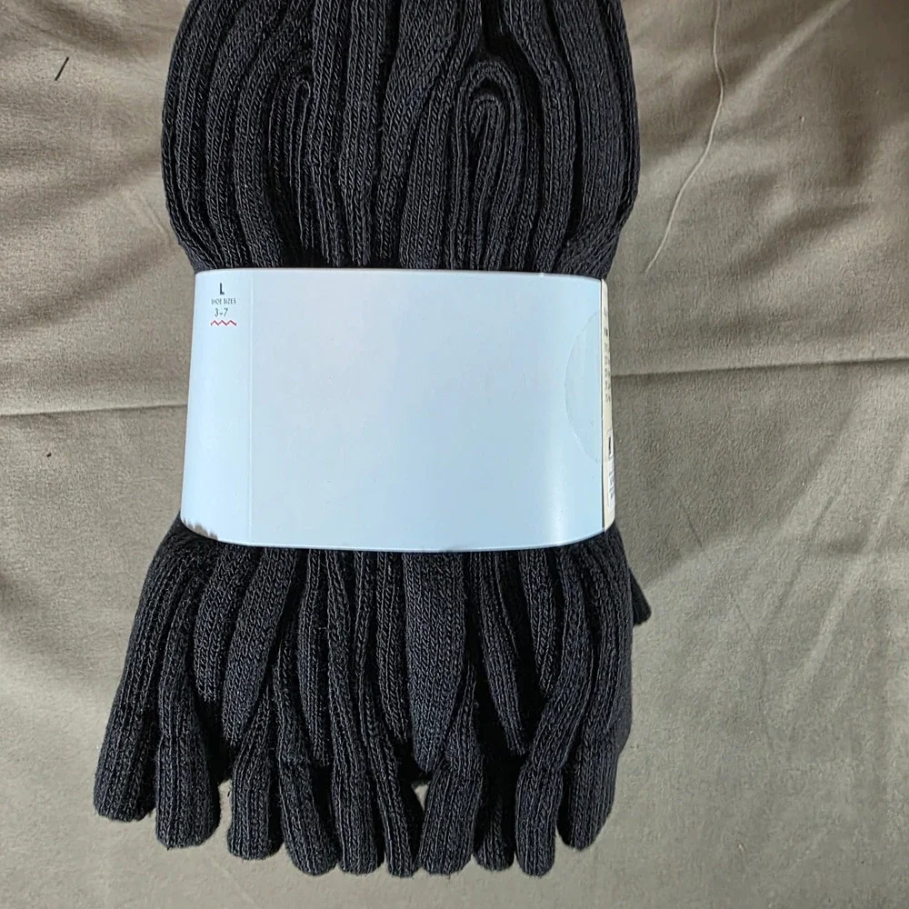 Cat & Jack Kids Crew Socks 10 Pair Pack Black Cushioned Sole Size L 3-7